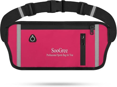 Slim Running Belt Fanny Pack, Resistant Waist Pack Money Belt Bag for Hiking Cycling Workout, Gym Phone Holder with Adjustable Strap (Black) in Kuwait