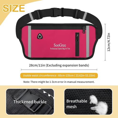 Slim Running Belt Fanny Pack, Resistant Waist Pack Money Belt Bag for Hiking Cycling Workout, Gym Phone Holder with Adjustable Strap (Black) in Kuwait