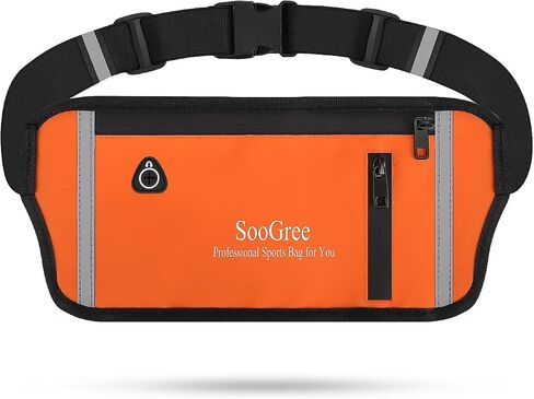 Slim Running Belt Fanny Pack, Resistant Waist Pack Money Belt Bag for Hiking Cycling Workout, Gym Phone Holder with Adjustable Strap (Black) in Kuwait