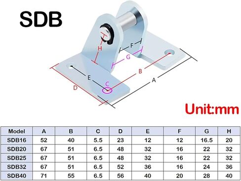 MAL-LB/SDB/Y/I/FA/FD/U -Bore 16mm/20mm/25mm/32mm/40mm MA/MAL Mini Cylinder Joint Mounting Bracket (Color : I, Size : MA MAL 25mm) in Saudi Arabia
