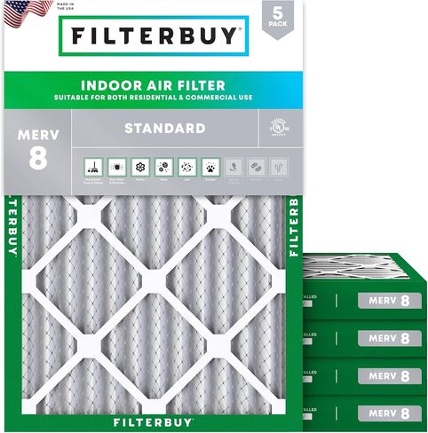 Filterbuy 12x20x1 Air Filter MERV 8 Dust Defense (5-Pack), Pleated HVAC AC Furnace Air Filters Replacement (Actual Size: 11.50 x 19.50 x 0.75 Inches) in Saudi Arabia