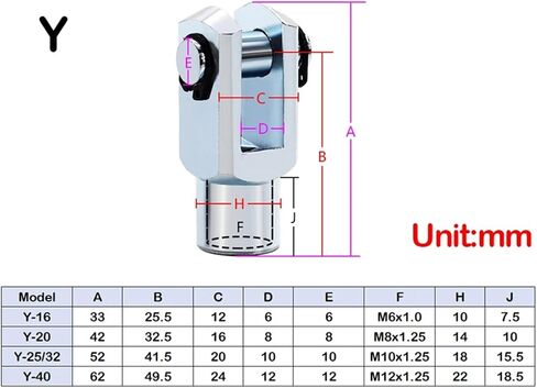 MAL-LB/SDB/Y/I/FA/FD/U -Bore 16mm/20mm/25mm/32mm/40mm MA/MAL Mini Cylinder Joint Mounting Bracket (Color : I, Size : MA MAL 25mm) in Saudi Arabia