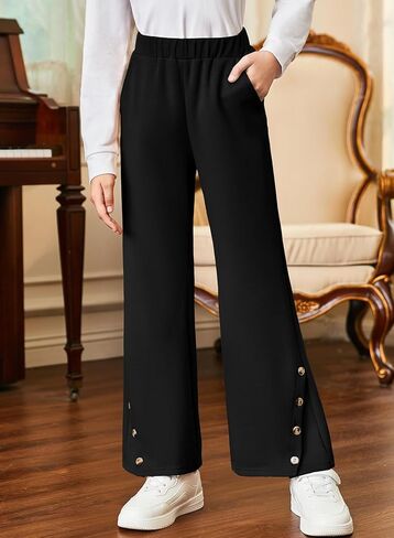 blibean Tween Girls Bell Bottom School Uniform Pants Stretchy Leggings Size 6-15 Years in Saudi Arabia