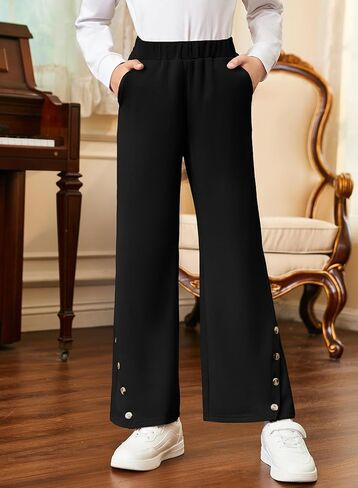 blibean Tween Girls Bell Bottom School Uniform Pants Stretchy Leggings Size 6-15 Years in Saudi Arabia