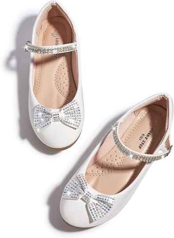 LUCKY STEP Girls Dress Flats Casual Mary Jane Ballet Shoes Bow Rhinestones Wedding Party Shoe for Little Kids in Saudi Arabia