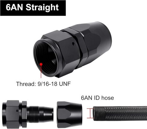 10AN Hose End Fitting Straight Swivel for CPE Braided Hose Black 4PCS in Saudi Arabia