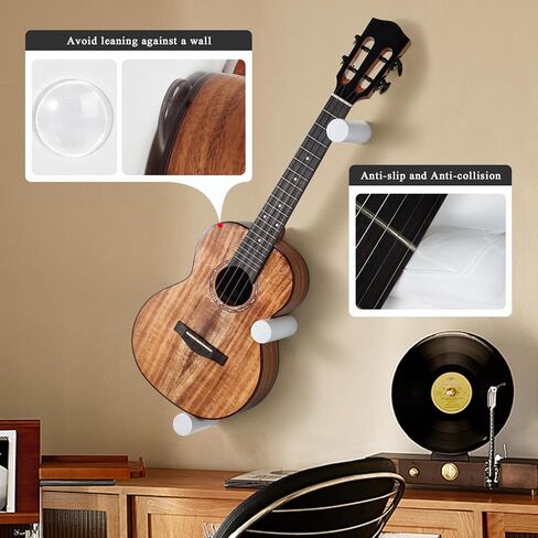 Ukulele Horizontal Hangers for Wall Wooden Wall Mount (Brown) in Saudi Arabia