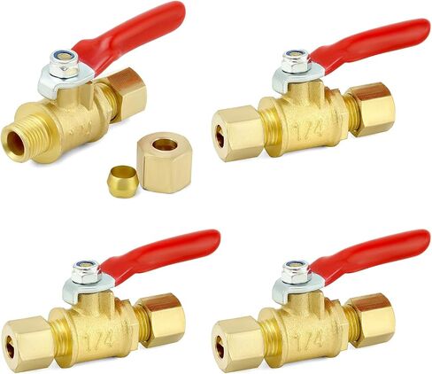 Qwork صمام ضغط النحاس الخالي من الرصاص - 1/4 بوصة ، 4 حزمة 180 درجة إغلاق نطاق - مقاومة للتآكل ودكتايل في درجات حرارة عالية in Saudi Arabia