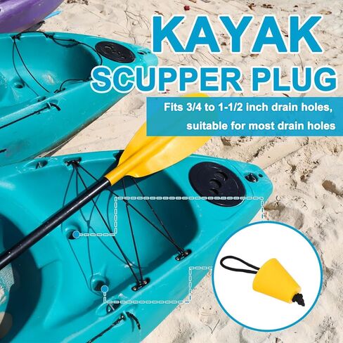 PATIKIL Universal Kayak Scupper Plug Kit,Silicone Scupper Plugs Fit for Scupper Holes Drain Holes Stopper Bung with Cord for Kayaks Canoes Yacht in Saudi Arabia
