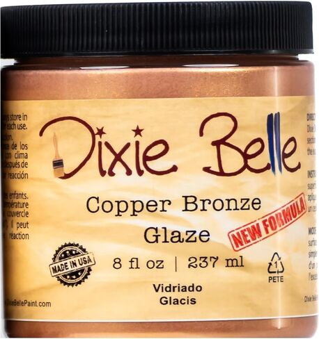 Dixie Belle Glaze | أسود (8 أوقية) | طلاء الطلاء القائم على الماء | الانتهاء من الطلاء لخطو وغسل الألوان | ديي ديكور ديكور الصقيل in Kuwait