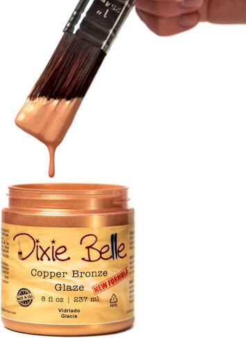 Dixie Belle Glaze | أسود (8 أوقية) | طلاء الطلاء القائم على الماء | الانتهاء من الطلاء لخطو وغسل الألوان | ديي ديكور ديكور الصقيل in Kuwait