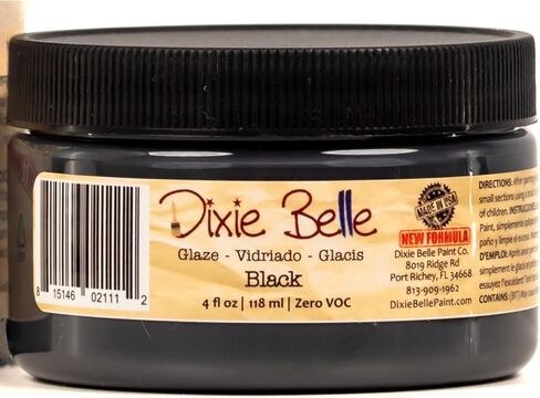 Dixie Belle Glaze | أسود (8 أوقية) | طلاء الطلاء القائم على الماء | الانتهاء من الطلاء لخطو وغسل الألوان | ديي ديكور ديكور الصقيل in Kuwait