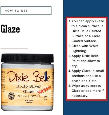 Dixie Belle Glaze | أسود (8 أوقية) | طلاء الطلاء القائم على الماء | الانتهاء من الطلاء لخطو وغسل الألوان | ديي ديكور ديكور الصقيل in Kuwait