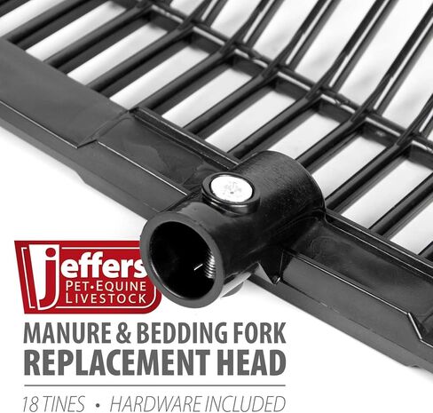 Jeffers 12-Tine Mini Fork Head – Compact Replacement Rake Scoop for Barns, Stalls, Hay, Bedding, Waste, Polystyrene Tines, 11" Wide, Fits Standard Handles, Lightweight Fork Head Only in Kuwait