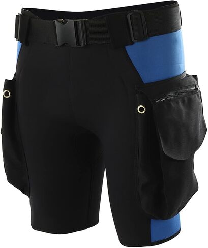 Fydun Neoprene and Nylon Swimming Snorkeling Diving Shorts with Pockets Stainless Steel Air Drain Port for Surfing Technical Diving Cave Diving Water Sports Essential Gear (L), Large in Saudi Arabia