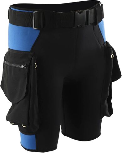 Fydun Neoprene and Nylon Swimming Snorkeling Diving Shorts with Pockets Stainless Steel Air Drain Port for Surfing Technical Diving Cave Diving Water Sports Essential Gear (L), Large in Saudi Arabia
