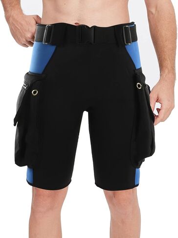 Fydun Neoprene and Nylon Swimming Snorkeling Diving Shorts with Pockets Stainless Steel Air Drain Port for Surfing Technical Diving Cave Diving Water Sports Essential Gear (L), Large in Saudi Arabia