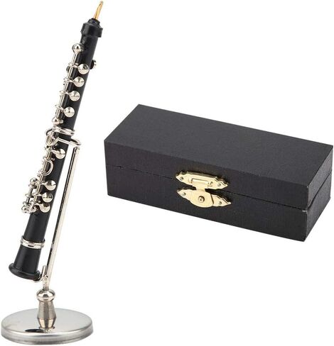 Miniature Oboe Instrument Model, 8.5cm Mini Metal Oboe Model Ornaments with Gift Case, for Musical Gifts Home Decor Dollhouse Accessory in Saudi Arabia