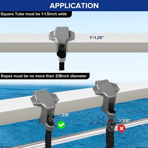 Boat Bumper Clips/Hangers/Adjusters/Cleats for Docking, Suitable for 1 Inch and 1.25 Inch Square Tube, Grey in Saudi Arabia