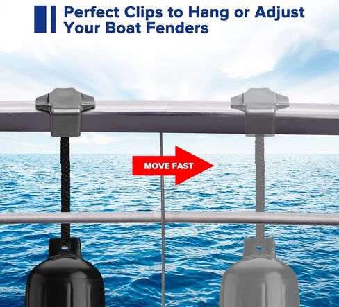 Boat Bumper Clips/Hangers/Adjusters/Cleats for Docking, Suitable for 1 Inch and 1.25 Inch Square Tube, Grey in Saudi Arabia