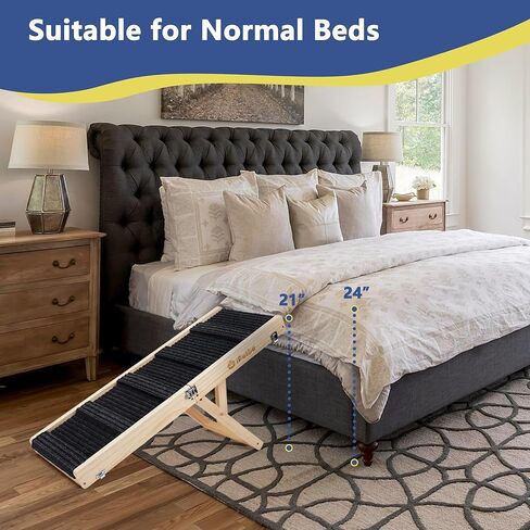 منحدر الكلب لأريكة السرير سلالم الحيوانات الأليفة القابلة للطي على نطاق واسع للكلاب الكبيرة للوصول إلى السرير ، حتى 200 رطل ، ارتفاع قابل للتعديل 24 "، 43.3" in Kuwait