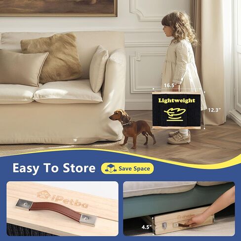 منحدر الكلب لأريكة السرير سلالم الحيوانات الأليفة القابلة للطي على نطاق واسع للكلاب الكبيرة للوصول إلى السرير ، حتى 200 رطل ، ارتفاع قابل للتعديل 24 "، 43.3" in Kuwait