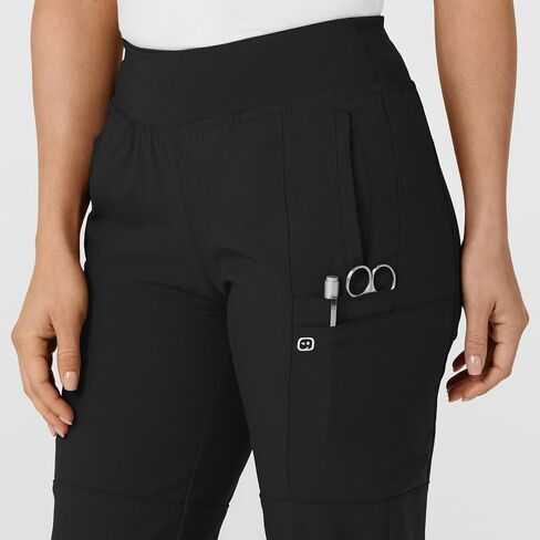WonderWink W123 Women’s Comfort Waist Cargo Jogger Pant — Black, X-Small Petite in Saudi Arabia