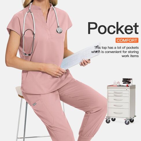 ممرضة الدعك للنساء مجموعة أزياء ممرضة مجموعة فرك مجموعات مع جيب متعدد للأطباء صالونات تجميل الممرضات in Kuwait