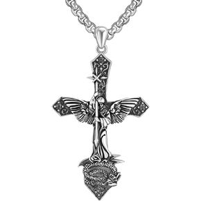 SWEETV Saint Michael Archangel Pendant for Men/Women, Sterling Silver St. Michael Necklace, Silver Patron Saints Medals the Perfect for Birthdays, Travel, and other Spiritual Occasions