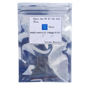 50pcs 3mm F3 9v 12v Blue DIY Gauge Cluster Instrument LED Light Emitting Diodes kit