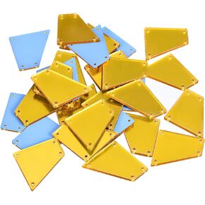 uxcell 30Pcs Sew on Mirror Pieces Irregular Acrylic Flat Back Mirrored Rhinestones Beads for DIY Costume Dress Bags Cloth Garment, Gold 28x27mm