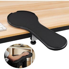Ergonomic Adjustable Arm Rest Mouse pad for Chair, Mouse Extension Platform Tray with Mouse Baffle to Prevent Falling, Attaches to Chair, Black (Black（YYLL8326）)