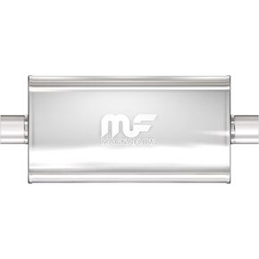 MagnaFlow Performance Exhaust Muffler 12576: 2.5"/2.5" Inlet/Outlet, 5x11x22" Oval, Stainless Steel, Satin Finish