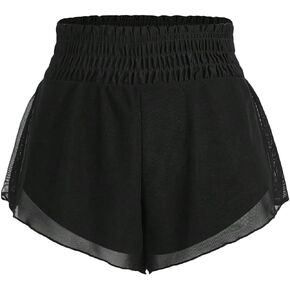 SweatyRocks Women's High Waist Mesh Bikini Bottom Frill Solid Beachwear Casual Bathing Shorts