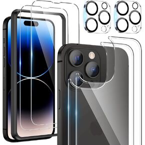 Maxdara [6 in 1] for iPhone 14 Pro Max Screen Protector, 2 Pack iPhone 14 Pro Max Back Screen Protector with 2 Pack Camera Lens Protector and Front Screen Protector Glass, 9H Hardness, Ultra HD