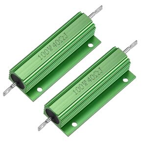 uxcell® 2 Pcs Aluminum Case Resistor 100W 40 Ohm Wirewound Green for LED Replacement Converter 100W 40RJ