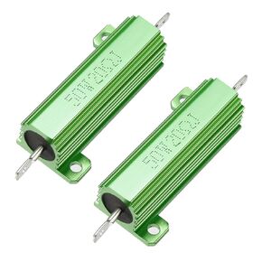 uxcell 50W 20 Ohm 5% Aluminum Housing Resistor Screw Tap Chassis Mounted Aluminum Case Wirewound Resistor Load Resistors Green 2 pcs