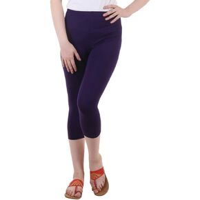 Women's Regular Fit Plain 3/4th Capri Pants - XL Navy