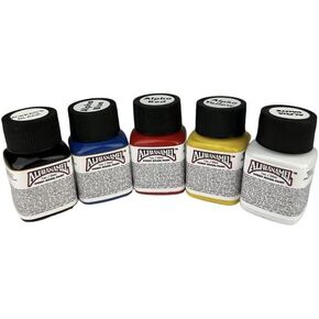 Alphanamel Scroll Style Pinstriping Kit - Complete Set with 5 Colors, Brushes, and Aluminum Panel