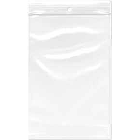 Plymor Zipper Reclosable Plastic Bags, 4 Mil with Hang-Hole, 4" x 6" (Pack of 100)