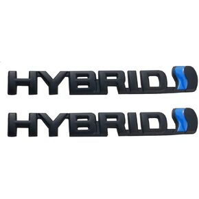 2pcs Hybrid Metal 3D Logo Letters Emblem Badge car Side Mudguard Rear Trunk Logo Decals Suitable for Chevrolet, Nissan, etc. (Hybrid-Black)