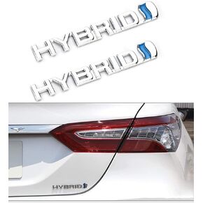 2pcs Hybrid Metal 3D Logo Letters Emblem Badge car Side Mudguard Rear Trunk Logo Decals Suitable for Chevrolet, Nissan, etc. (Hybrid-Black)