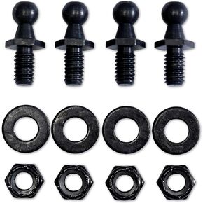 10mm Ball-Studs 5/16-18 Thread & 0.55" Thread Length, Washer, Lock-Nut (4 Pack) - Black Zinc-Plating - Gas Strut Lift Support Fittings RT-55-00009-4