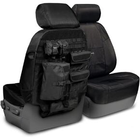 Coverking Custom Fit Seat Cover Designed for Select Ford Models: 1 Row, 2 Backing, 6 Pouches, Tactical Ballistic Fabric, Black