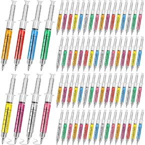 100 Pcs Syringe Pens Retractable Fun Nurse Pens Novelty Multi Colors Medical Blood Ballpoint Pens Gifts for Nurses, Nursing Student School Supplies Birthdays Doctor Pretend Party Favors