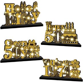 4 Pcs 40th Birthday Party Table Decorations, Black Gold Cheer To 40 Years Wooden Table Party Supplies, Birthday Party Dinner Table Topper Favors