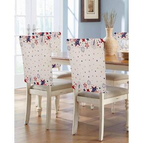 Red White and Blue Stars Dining Room Chair Covers Back Slipcover Set of 4, 4th of July Star Firework American Flag Retro Stretch Chair Protector Removable Washable Patriotic Chair Slipcover in Saudi Arabia