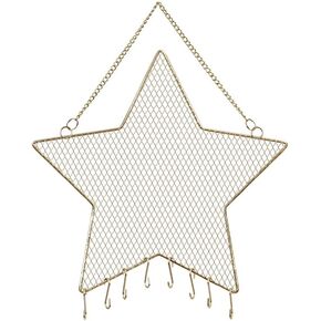 Jewelry Holder, Moon Stars Metal Jewelry Organizer Wall Mount Jewelry Holder Hanging Earring Holder for Necklaces Bracelet Earrings Ring