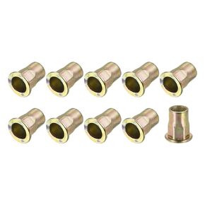 Rivet Nuts (M10) 20Pcs, Carbon Steel Half Hex Threaded Insert Nuts - for Furniture Mechanical Fasteners, Gold Tone