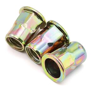 10Pcs M10 x 21mm Carbon Steel Rivet Nut Insert, Zinc Plated Finish, Flat Head Threaded Rivnut Insert Flat Head Rivet Nutsert